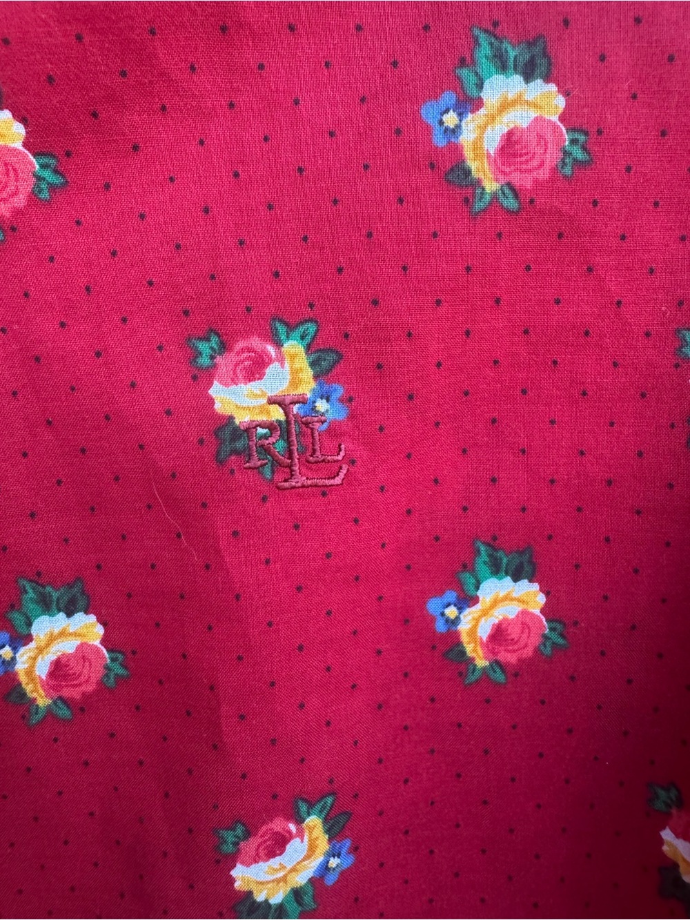 Lauren Ralph Lauren Vintage 90’s Red Floral Button-Up Shirt PS - Picture 5 of 10
